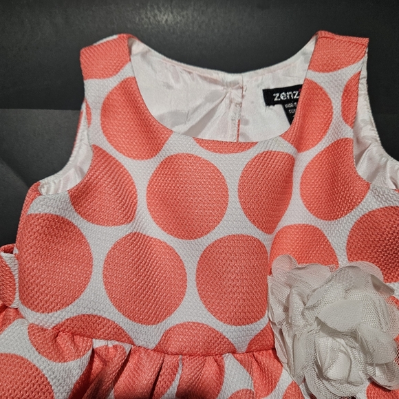 Zenzi Coral Polka-dot Petal Dress - Picture 2 of 9